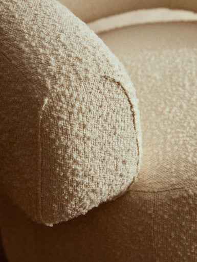 Oliveto Ivory Boucle Fabric Revolving Armchair