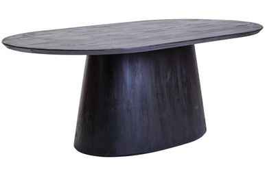 Perdoba Oval Mango Wood Black Finish Dining Table