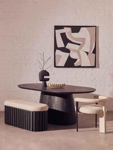 Perdoba Oval Mango Wood Black Finish Dining Table
