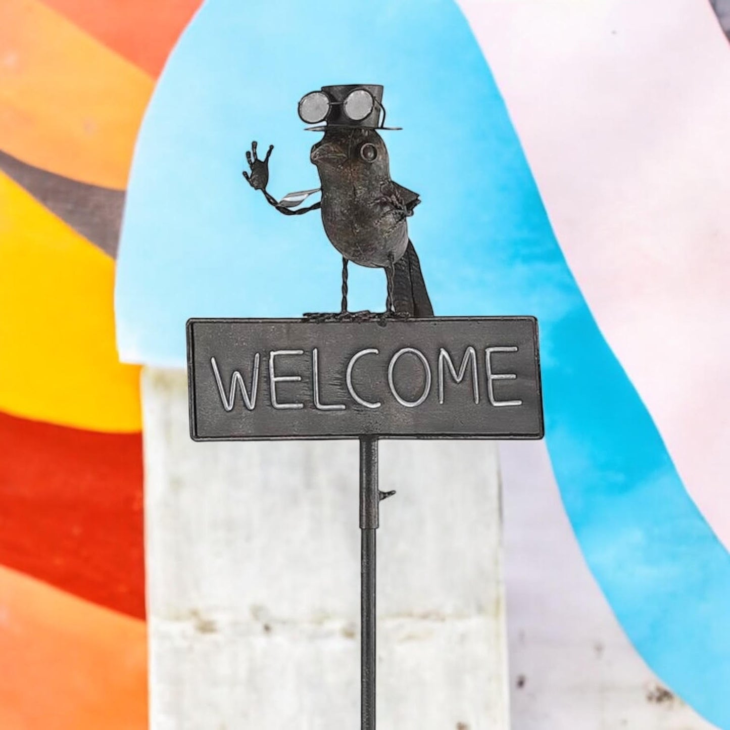 53" METAL BIRD WELCOME GARDEN STAKE