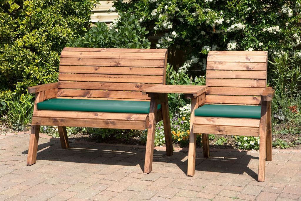 Charles Taylor Trading Three Seat Companion Set Straight With Green Cushion Brown