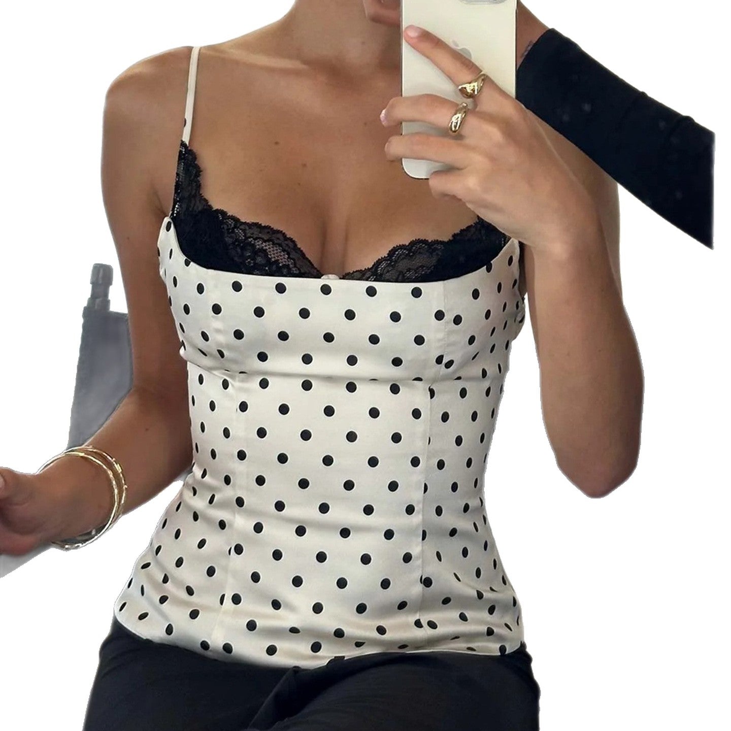 Polka-dot Strap Short Outerwear Camisole Top