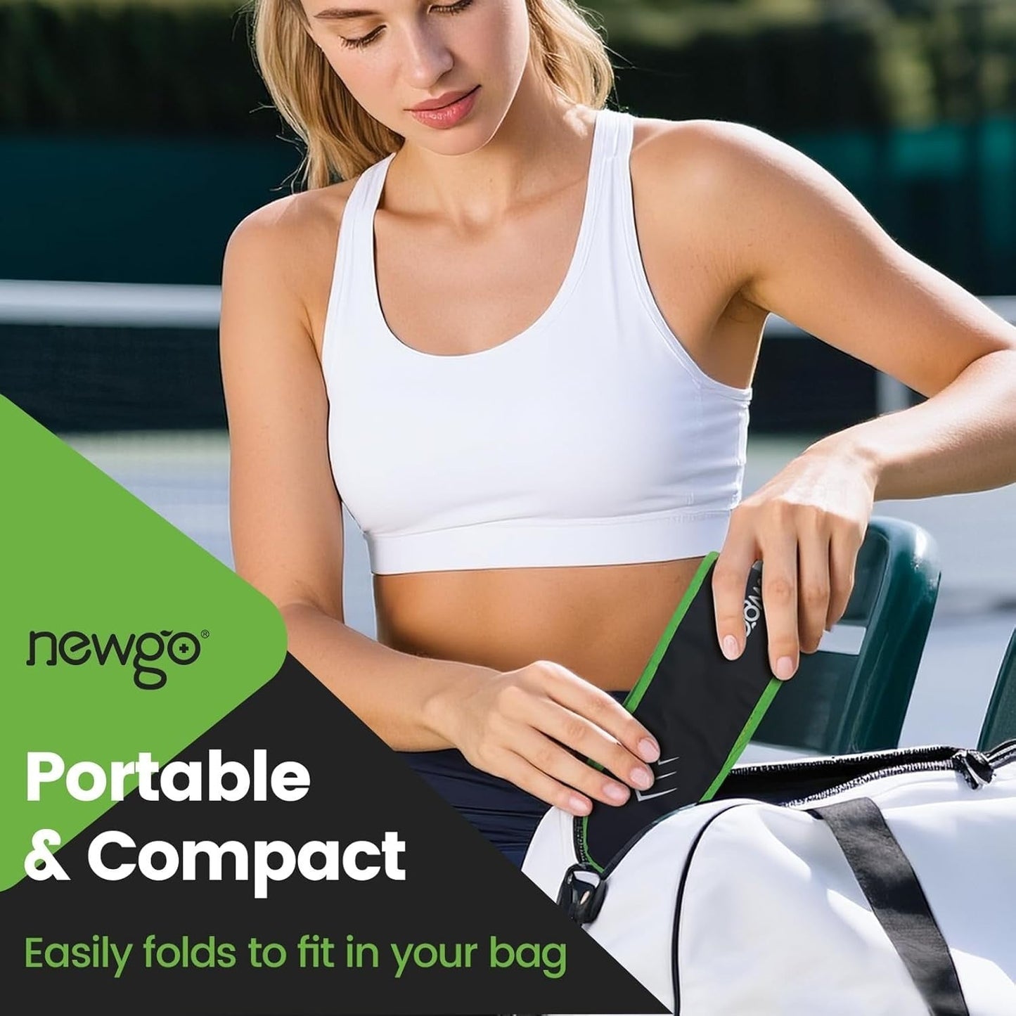 Newgo Reusable Cooling Neck Wrap with Washable Cover for Hot Weather Relief