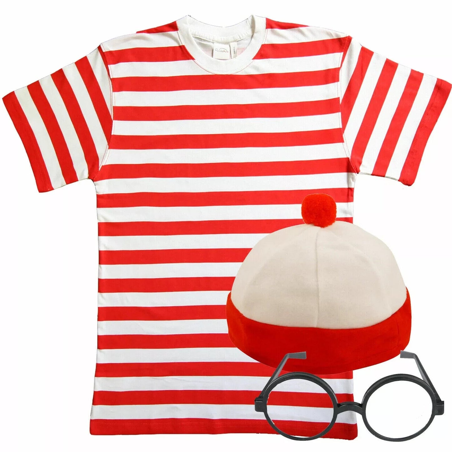 Kids Where's Wally Red & White Strips Fancy Dress Book Day Fancy Costume