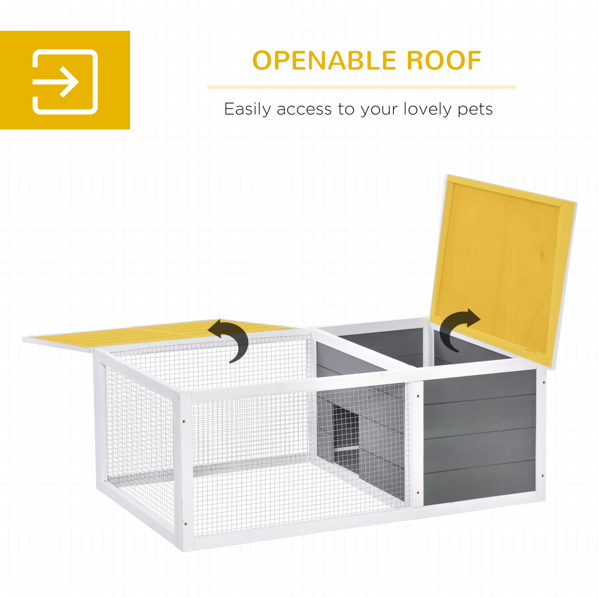 Rabbit Hutch Small Animal Cage Pet Run Cover, with Water-resistant Asphalt Roof
