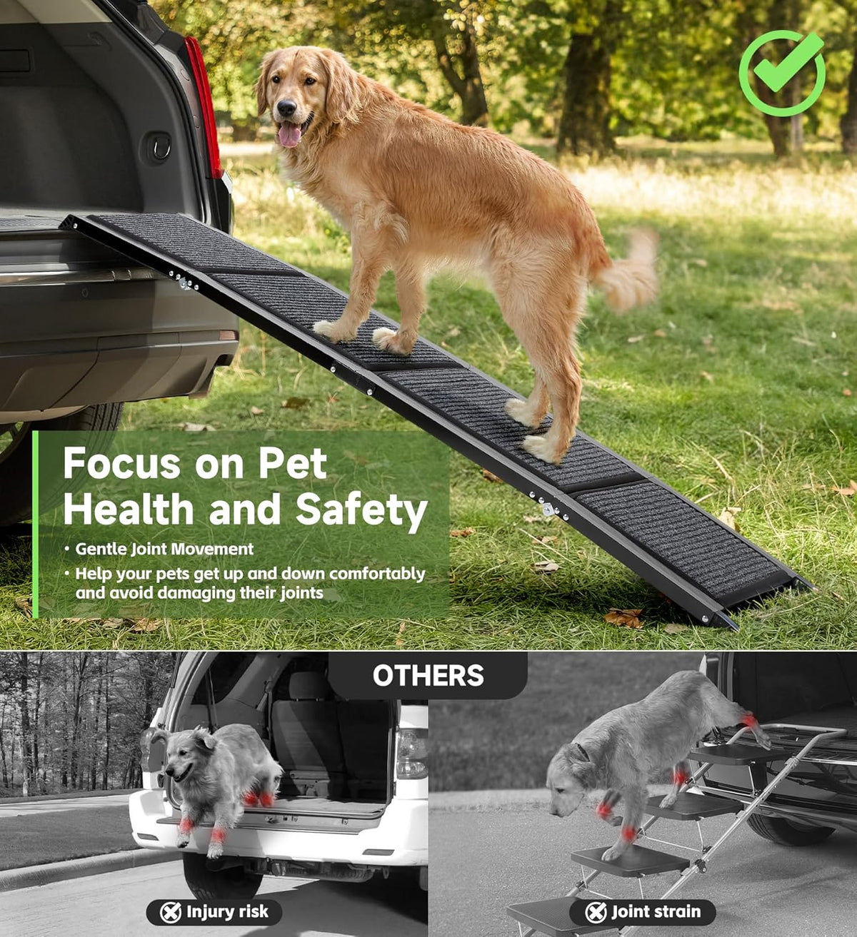 Dog Ramp 170cm Foldable Non Slip Pet Ramp for Cars Sofa Bed up to 250lbs Fellie