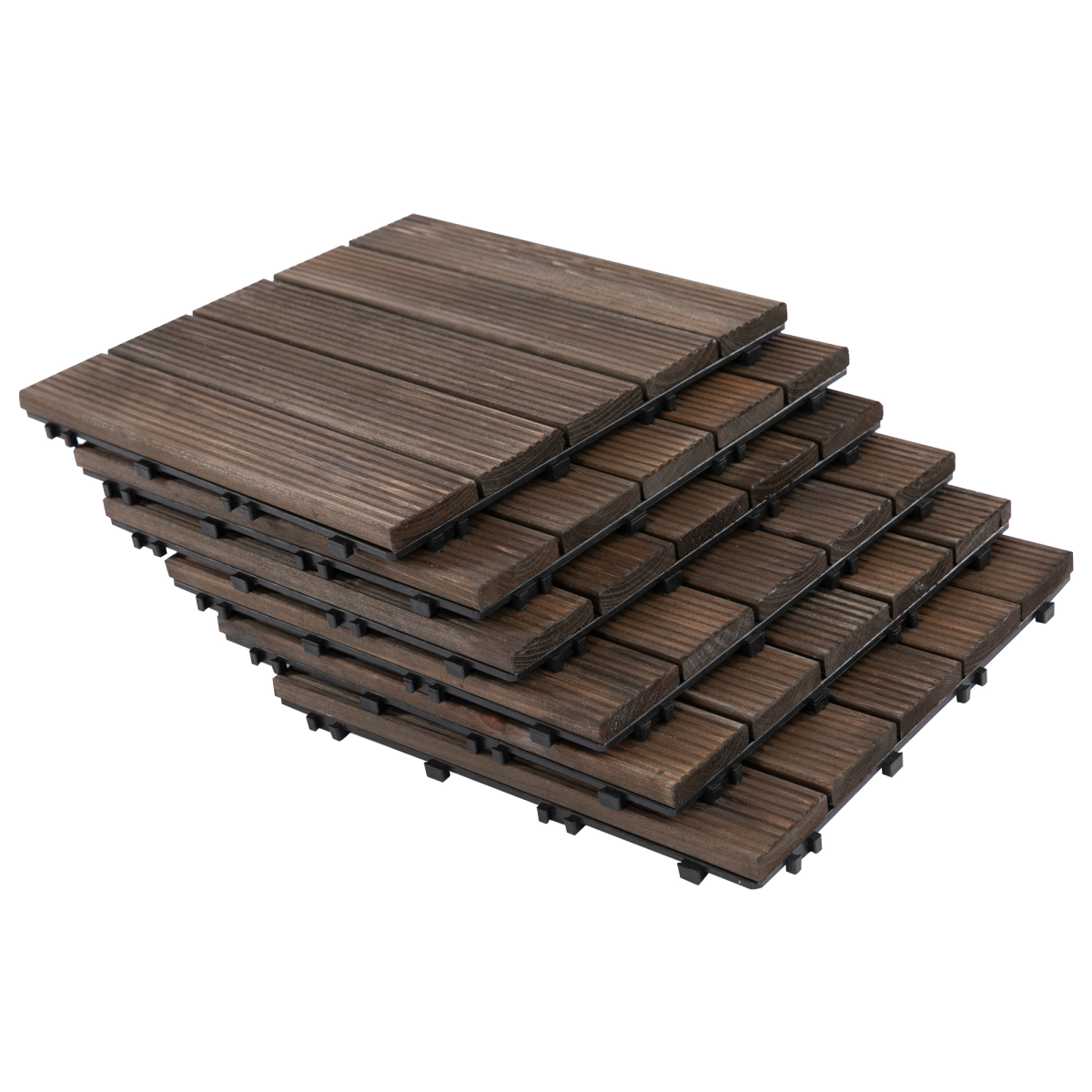 12" x 12" Interlocking Deck Tiles, Pack of 27 Outdoor Flooring Patio Tiles-Teak-AS