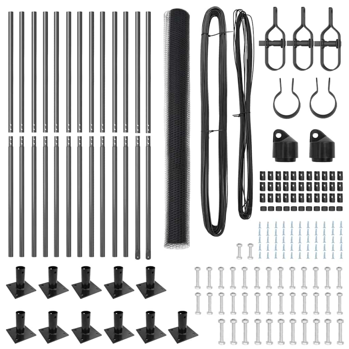 vidaXL Fencing Set Set of 2 Grey Metal 25 x 1.5 m Durable