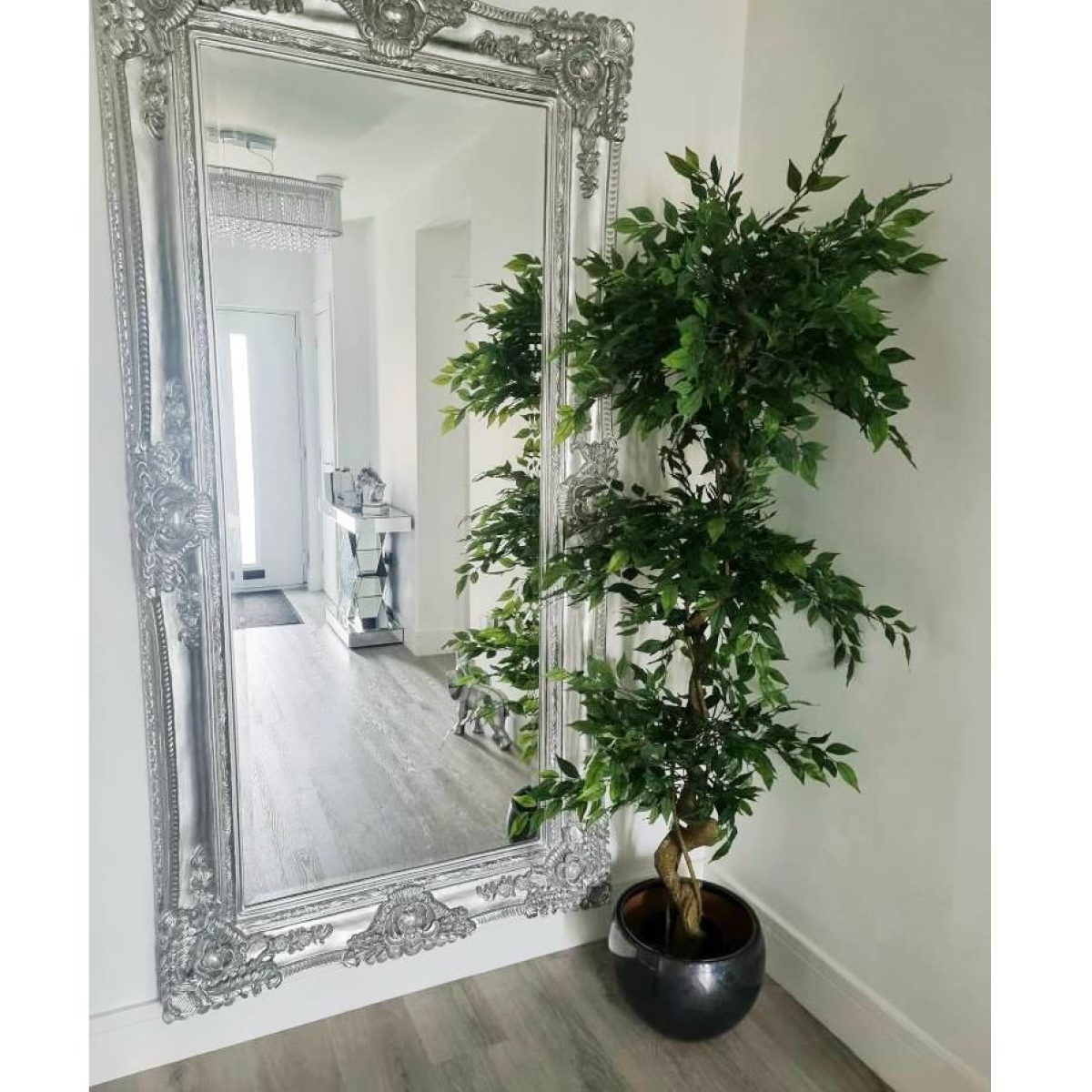 180cm Artificial Twisted Trunk Fruticosa Ficus Tree Triple Ball Topiary 1984 Leaves Gold Metal Planter