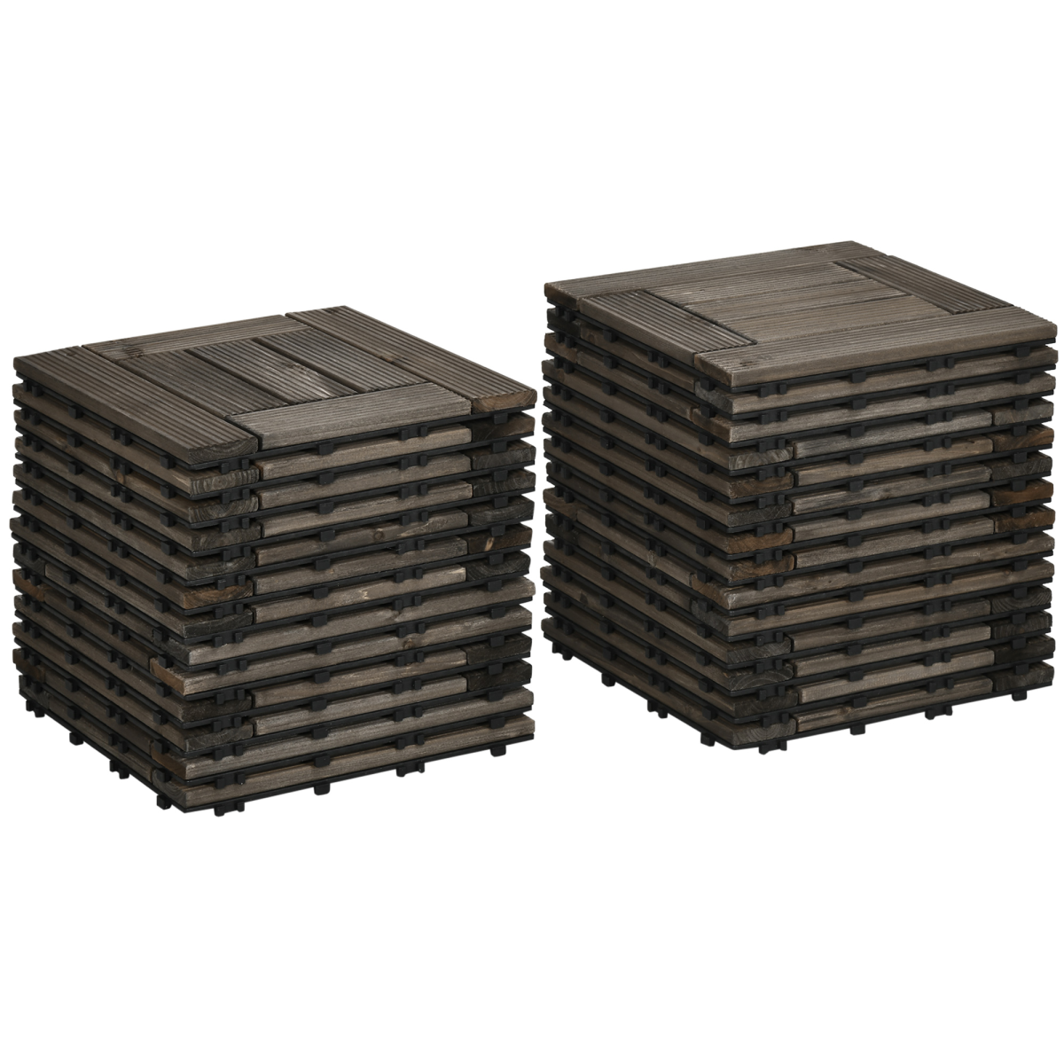 12" x 12" Interlocking Deck Tiles, Pack of 27 Outdoor Flooring Patio Tiles-Teak-AS