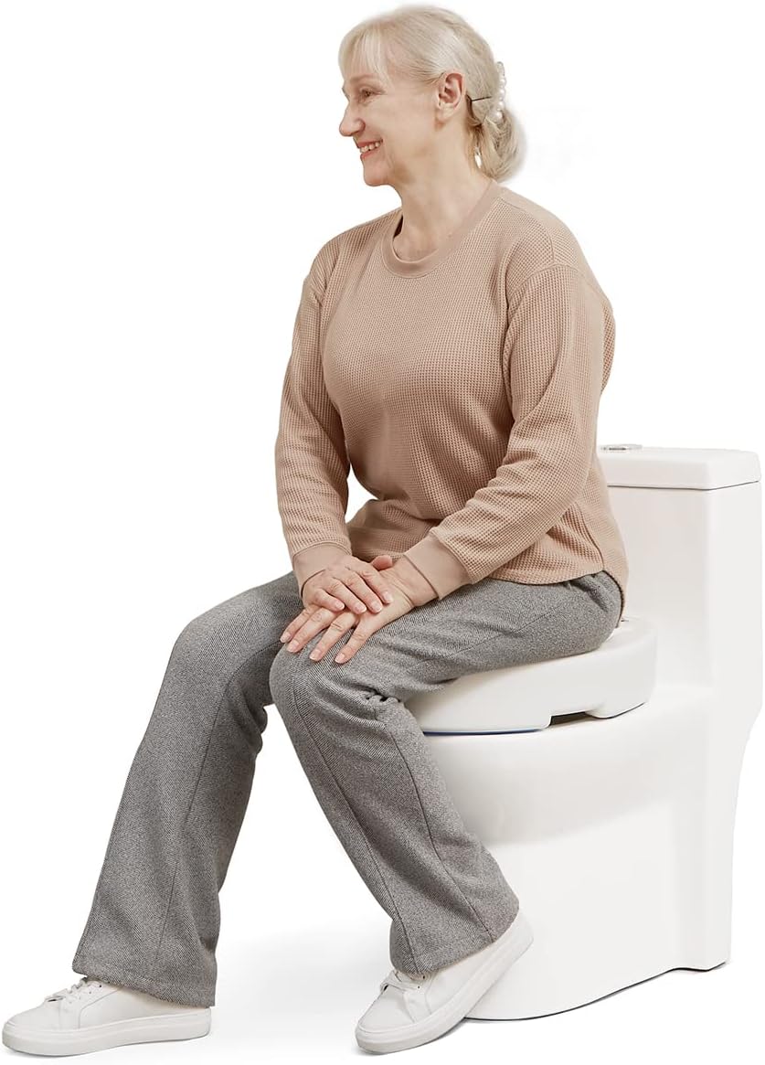 Hinged Toilet Seat Riser Raised Elongated Elevated Seat 10cm OasisSpace