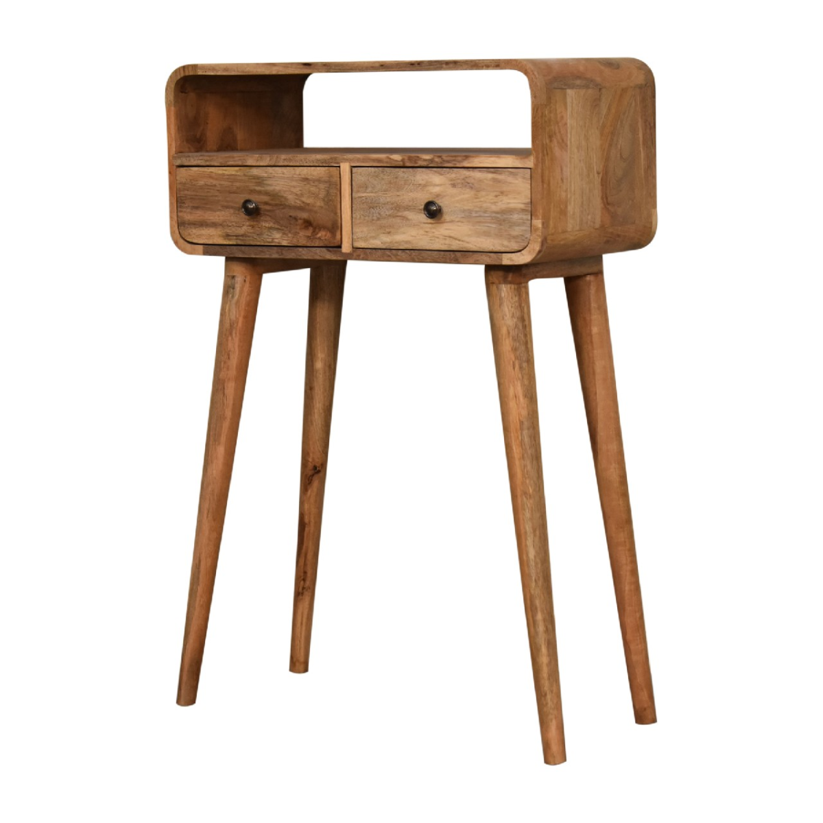 Artisan Furniture Solid Wood Mini Curved Oak-ish Console Table