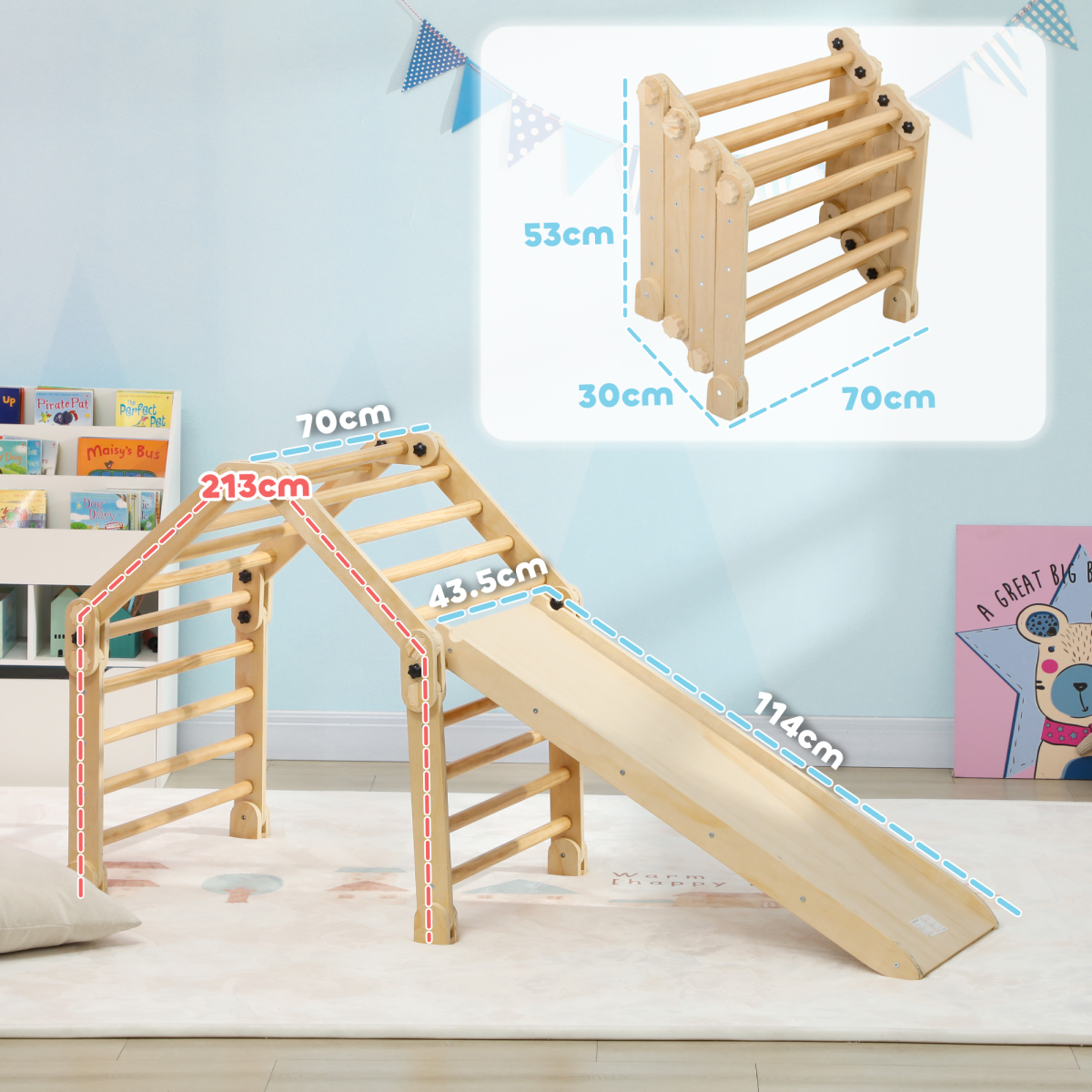 AIYAPLAY 3 in 1 Kids Climbing Set, Foldable Toddler Climbing Toys with Ramp