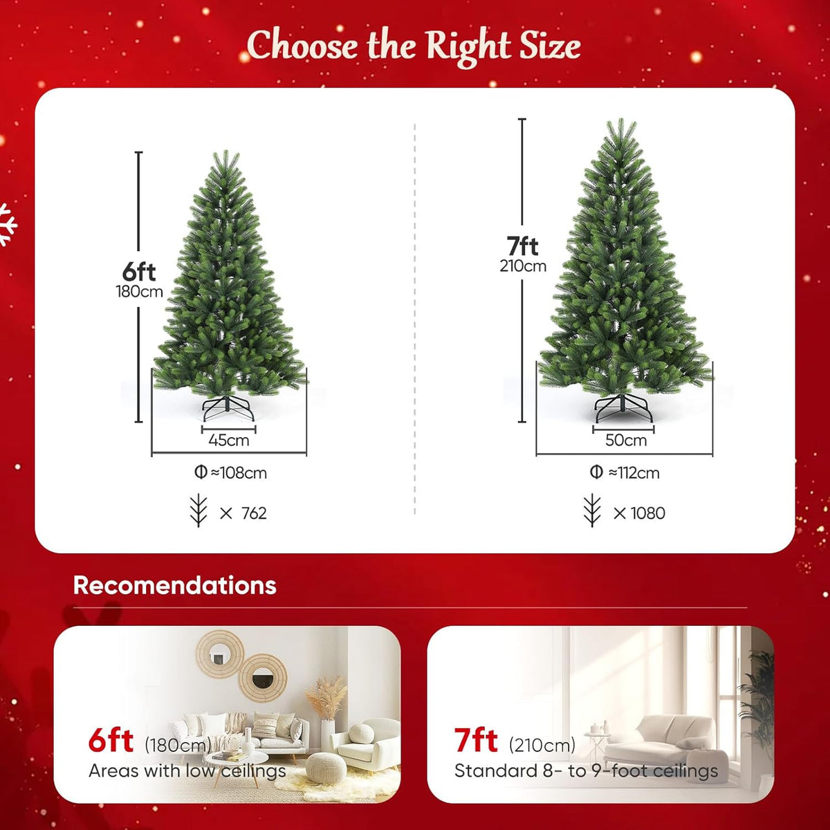 Artificial Christmas Tree 7ft 210cm Full Bushy 100% PE Tips SALCAR