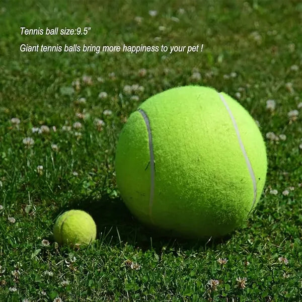 Big Tennis Ball For Dogs-9.5" Inflatable Giant Tennis Balls Large Pet Toys For Outdoor/Indoor Sports Oversize Dog Toy Ball For Small/Medium/Large Dogs Funny Gifts