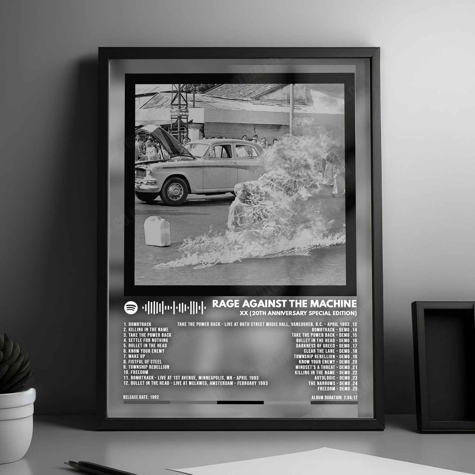 Rage Against the Machine "Rage Against the Machine" Album Cover Poster - with Complete Tracklist