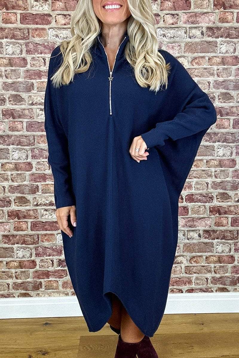 Women's Solid Color Knitted Loose Dress