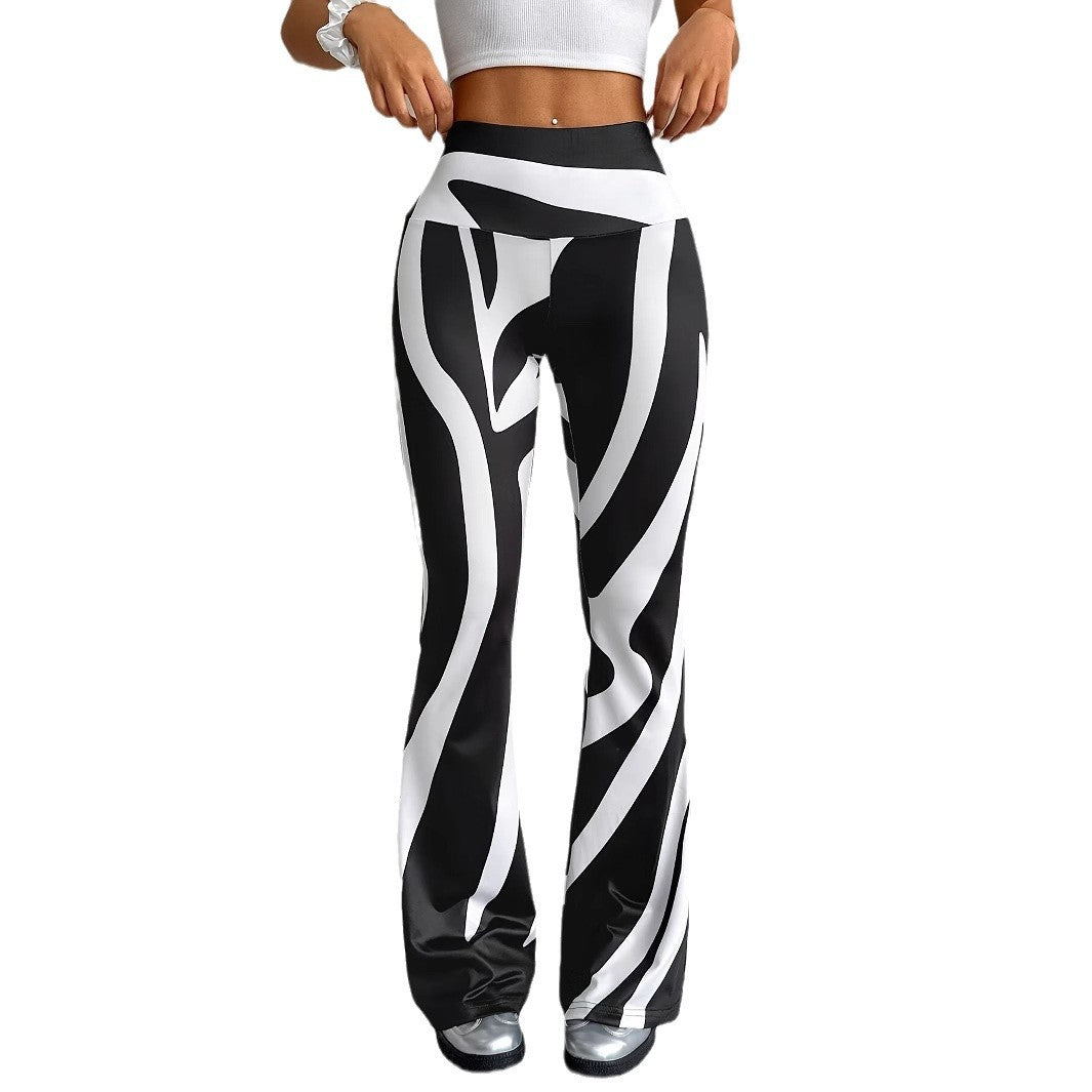 Bell-bottom Pants Fashion Printed High Waist Sheath Casual Pants