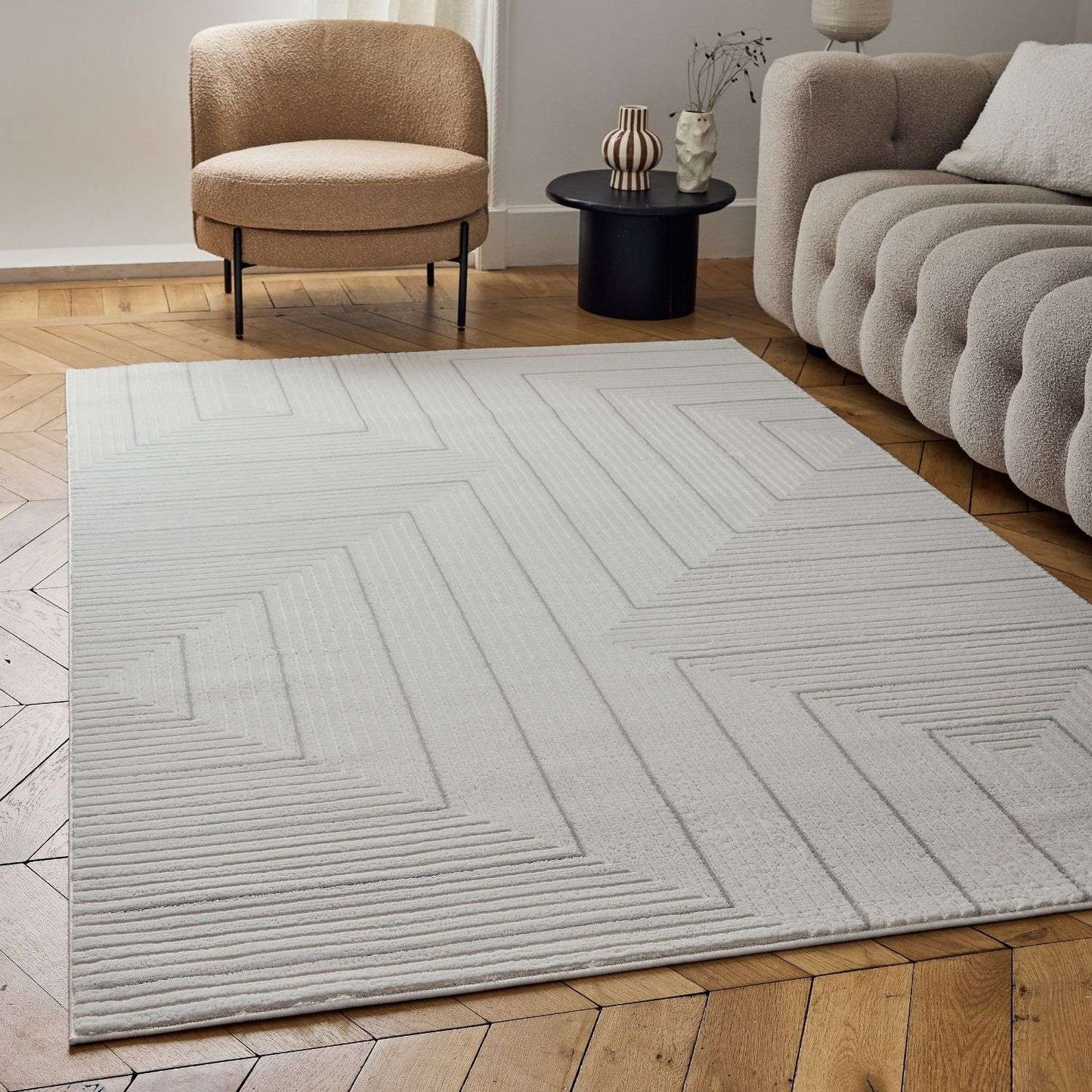 Carmel Cream-Grey Geometric Rug | 6040