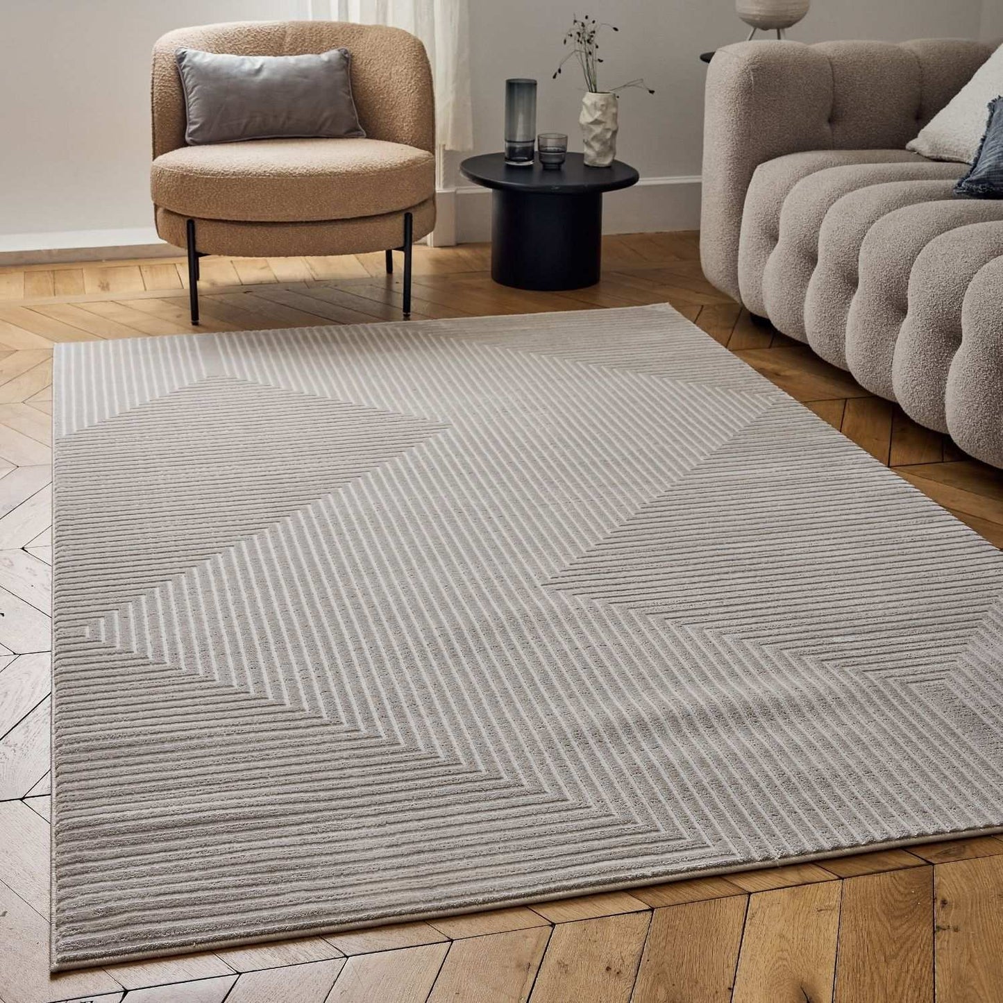 Carmel Beige-Cream Geometric Rug | 6050