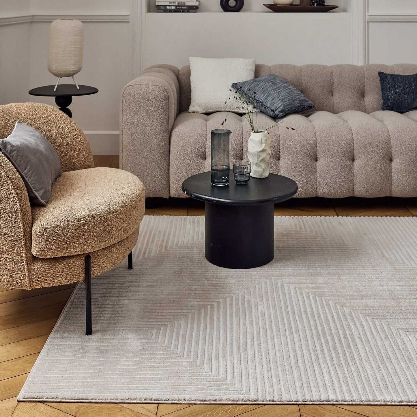 Carmel Beige-Cream Geometric Rug | 6050