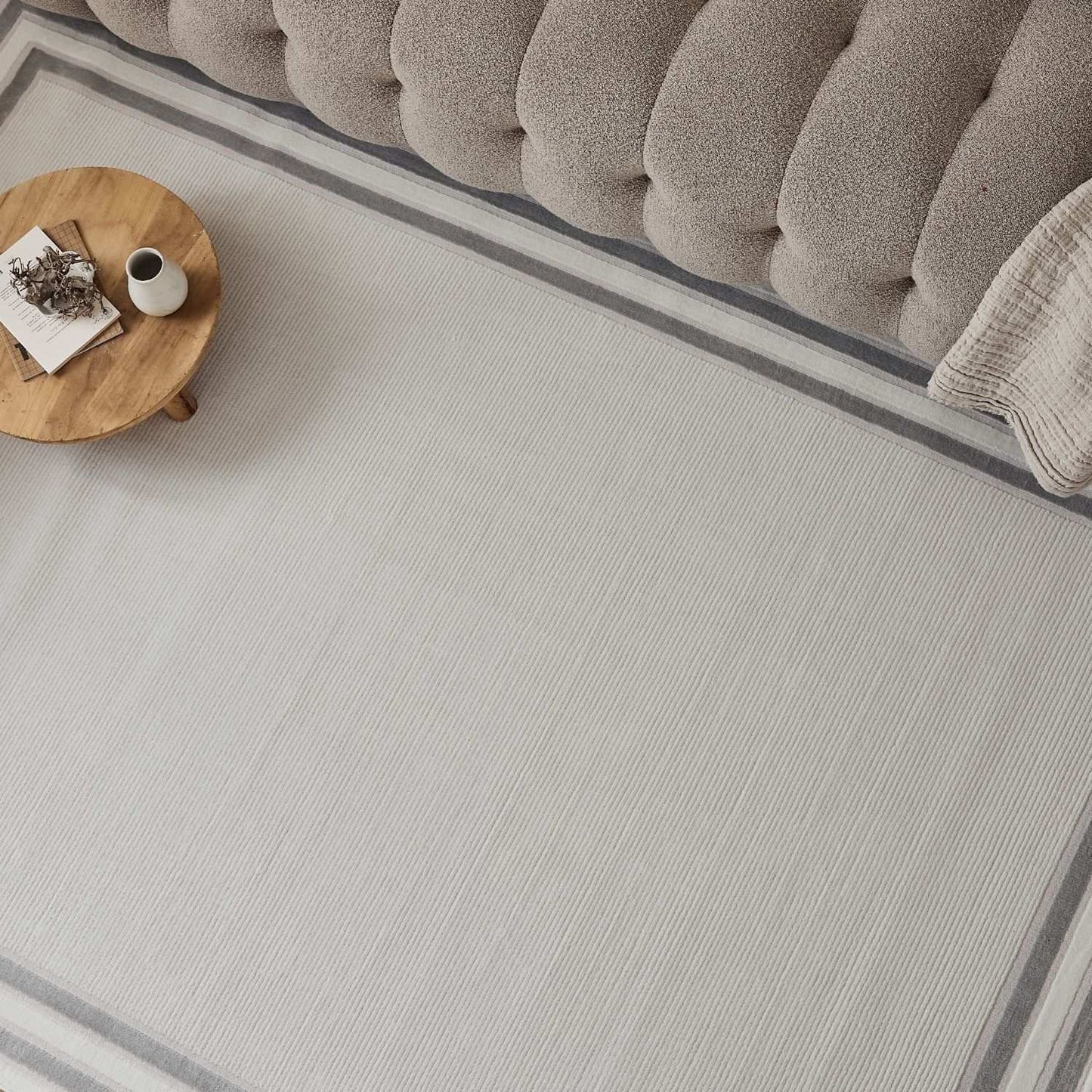 Carmel Cream-Grey Bordered Rug | 6060