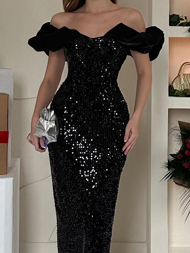 Black Sequin Sleeveless Dress