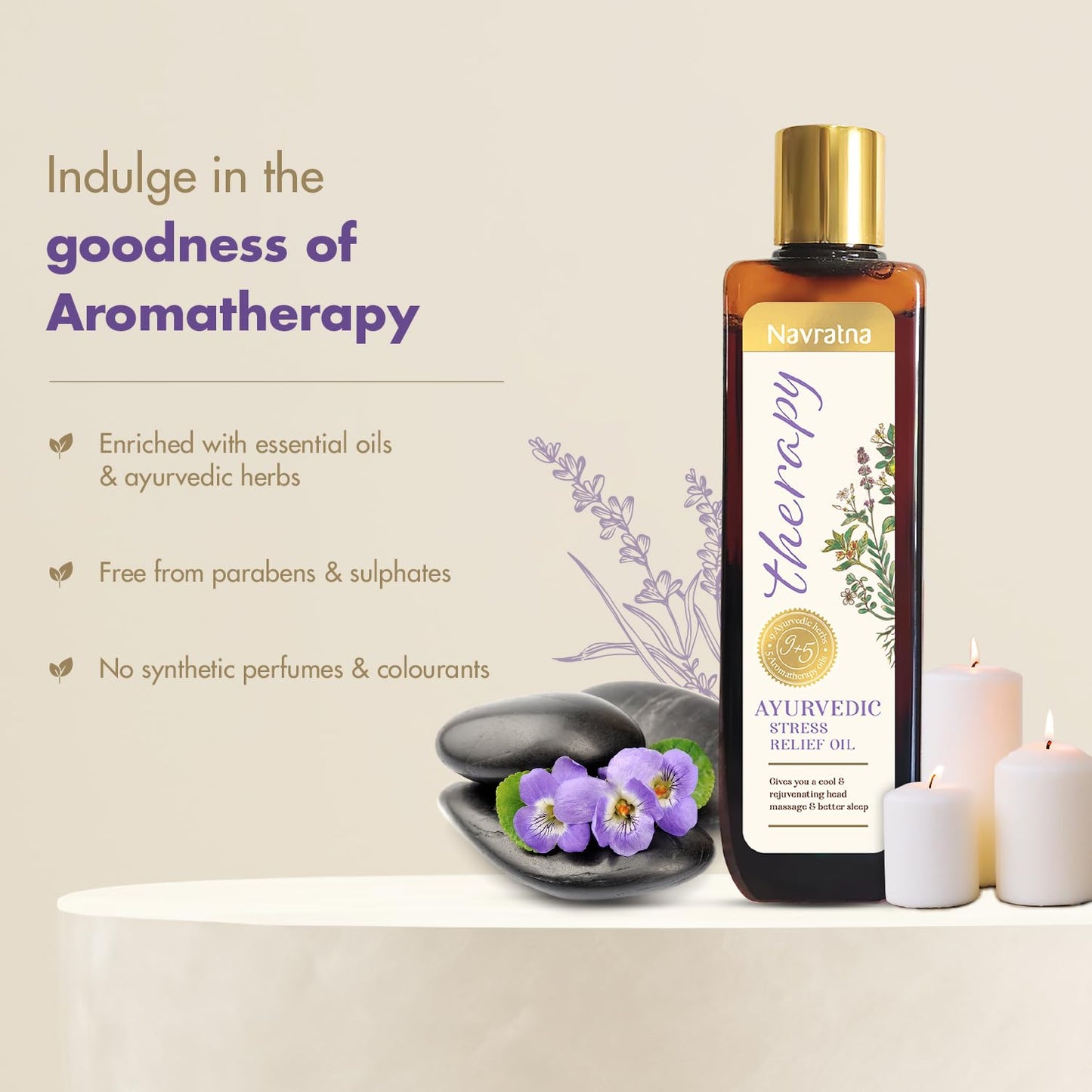Navratna Stress Relief Oil with Ashwagandha & Lavender, 200ml