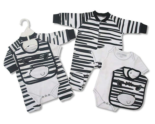 3 Piece Animal Print Set with Bodysuit, Vest & Bib