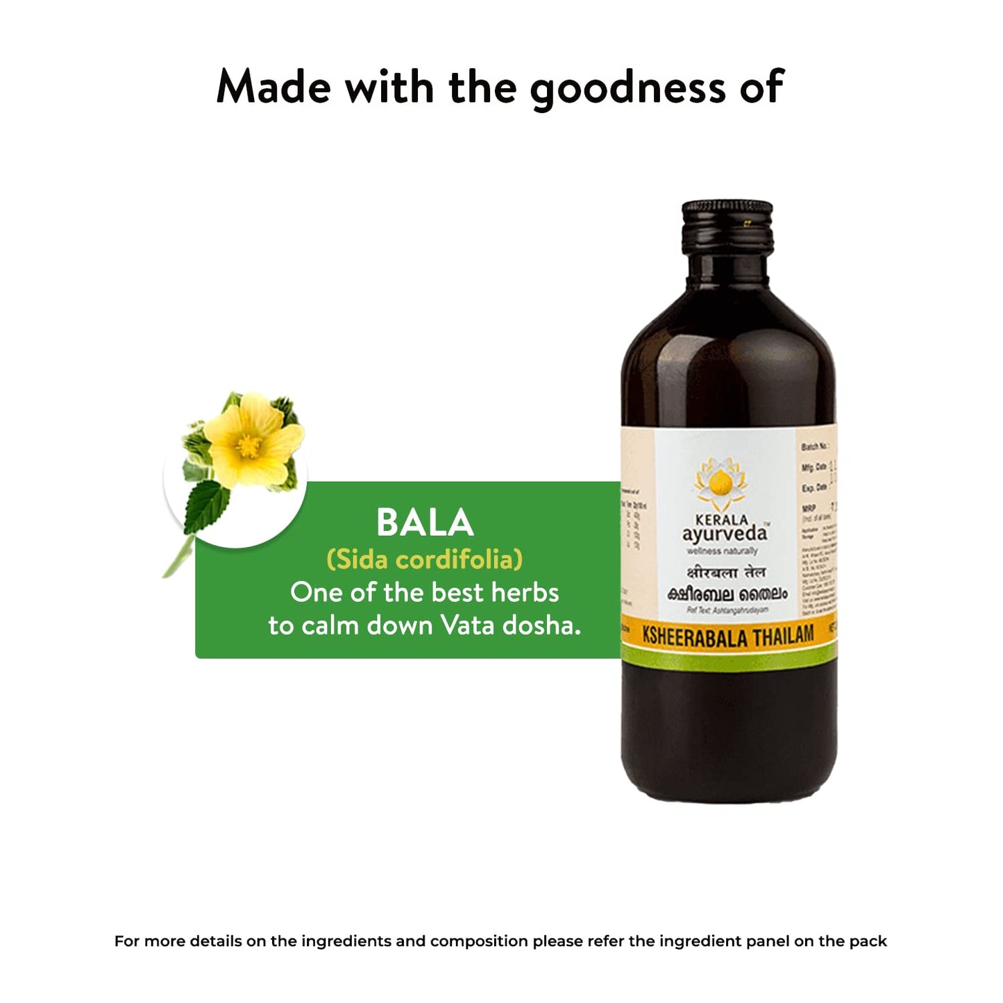 Kerala Ayurveda Ksheerabala Thailam 450ml Relaxing Foot Massage Oil