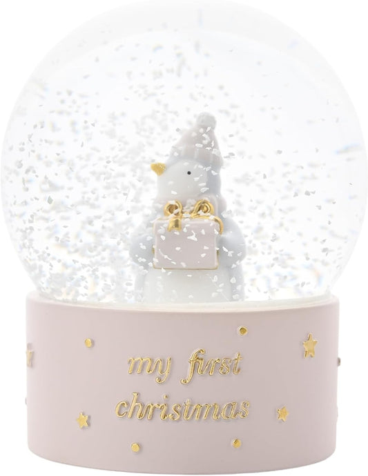 Bambino By Juliana 'My First Christmas' Penguin Water Globe - Pink. Christmas/Xmas Gifting to Celebrate New Born Children, Family & Love - Present for New Born, Christening or Baby Shower.