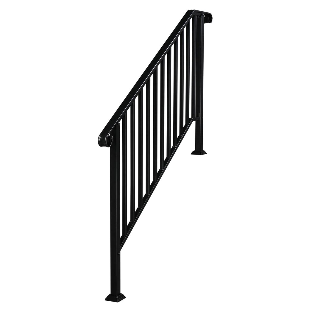 Artisasset Matte Black Outdoor 4 Level Iron Handrail