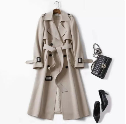 Double-breasted Mid-length Tie Trench Coat