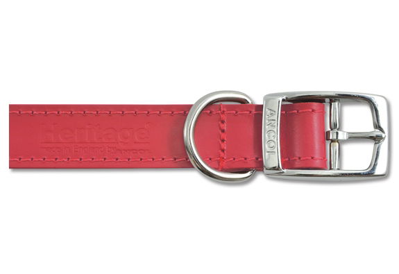 Heritage Leather Collar Red 16mm X28-36cm Sz 3