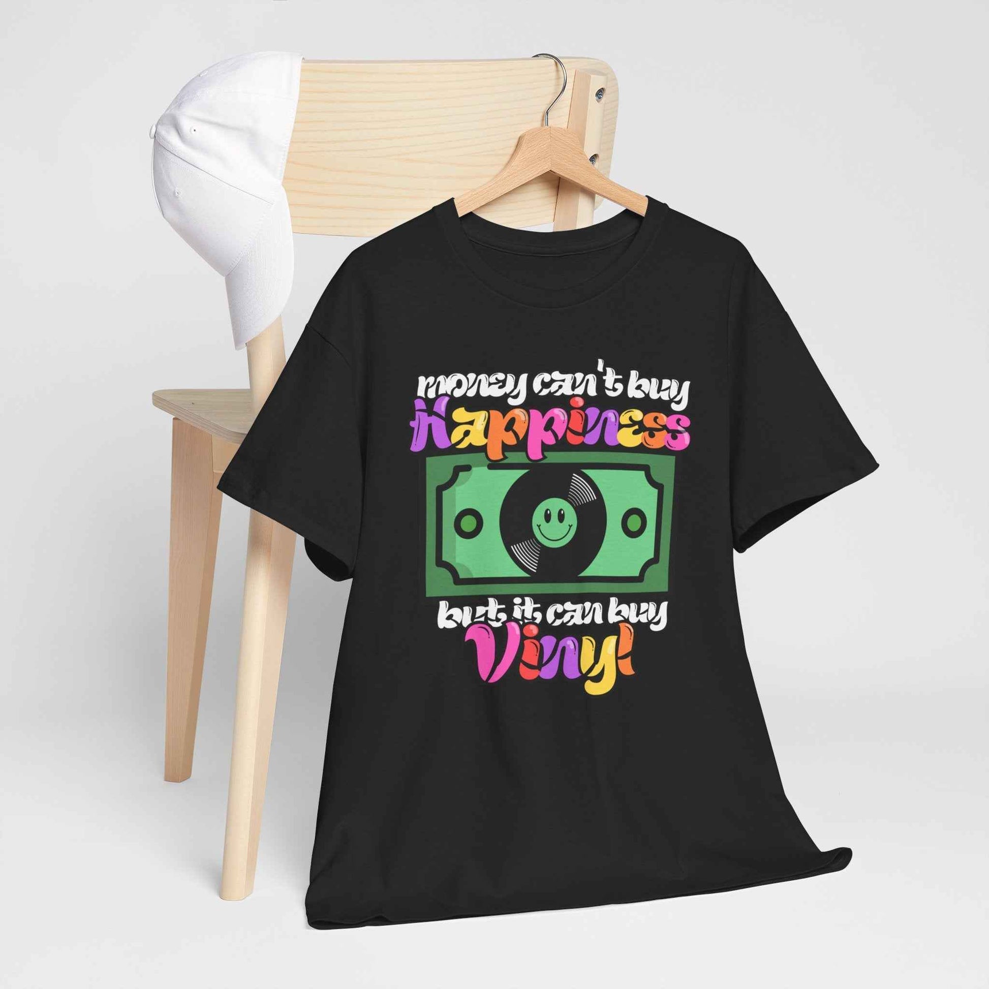 'Money can't buy happiness' Men's Vinyl T-Shirt