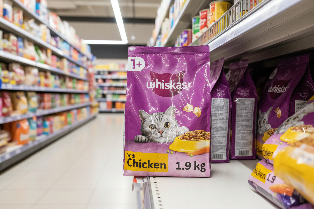 4 x Whiskas 1+ Chicken Adult Dry Cat Food 1.9Kg