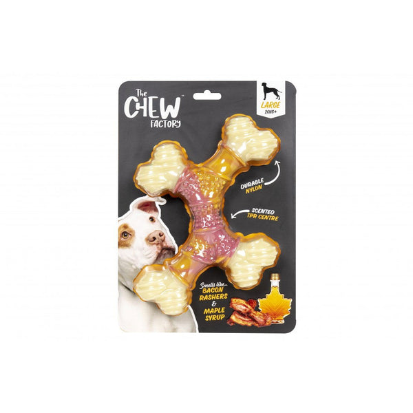 The Chew Factory Bacon & Maple Nylon Cross Toy Large
