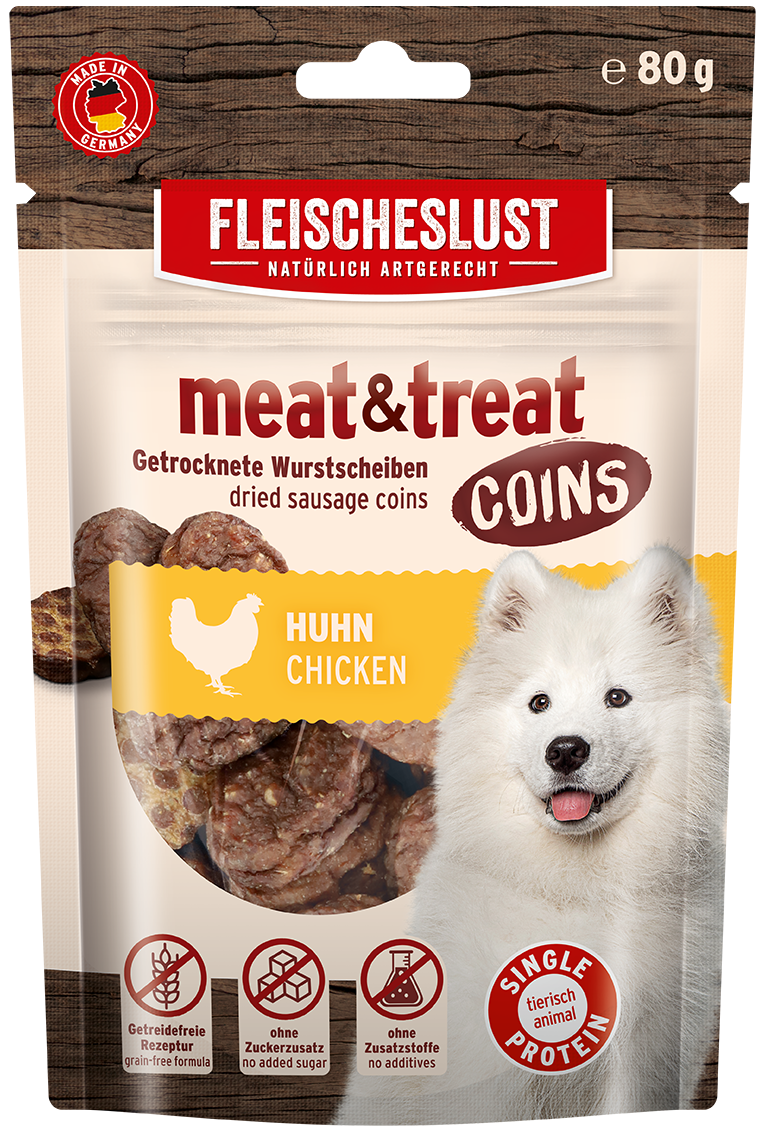 Fleischeslust Meat & Treat Coins Chicken - 10 x 80g Case