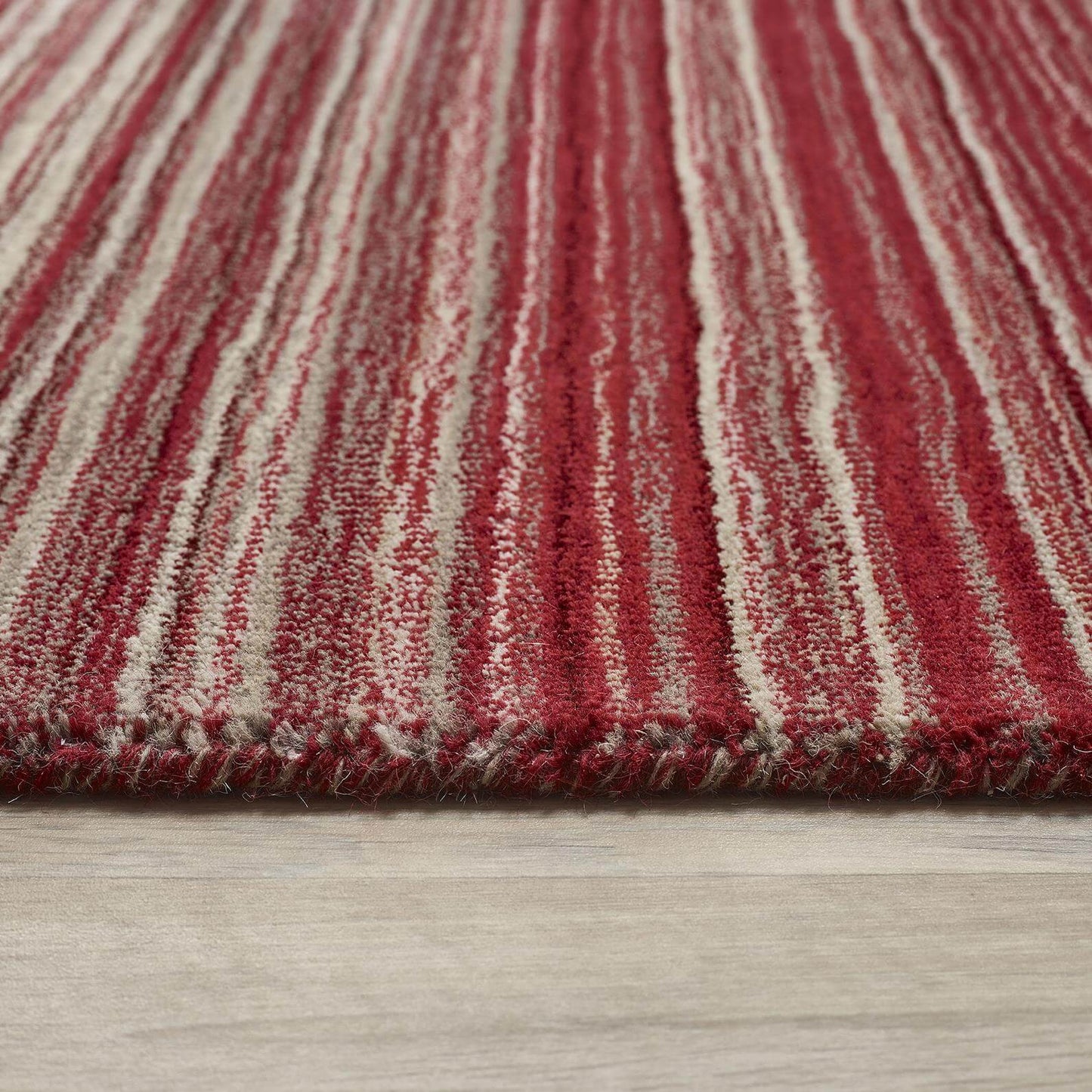 Fine Stripes Red Wool Rug