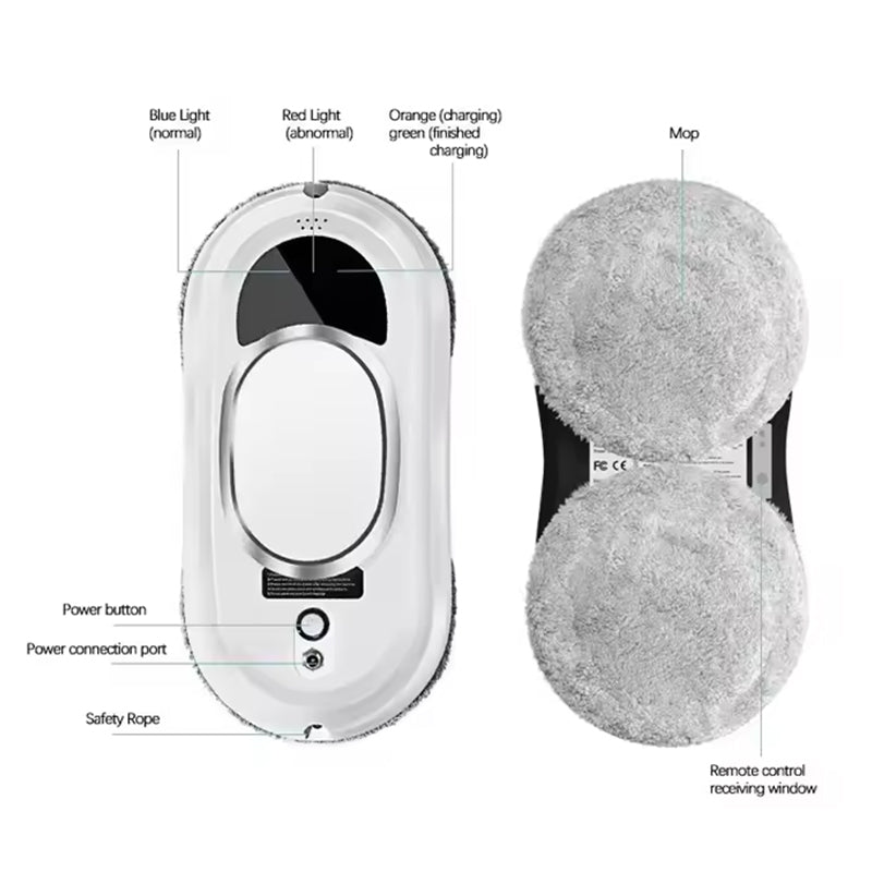 5600Pa Smart Window Cleaning Robot   Auto-Guided, Remote-Controlled Glass Cleaner for Home Use