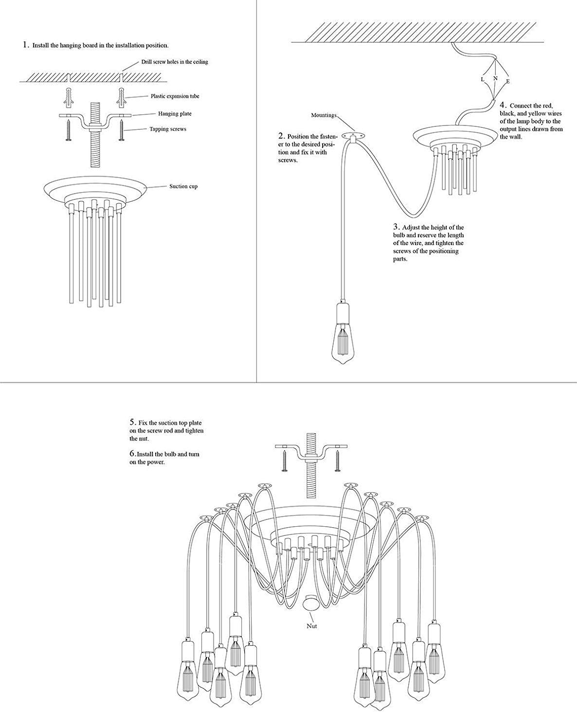 Lightsjoy Spider Pendant Light – 10 Socket Ceiling Lamp for Bedroom or Bar