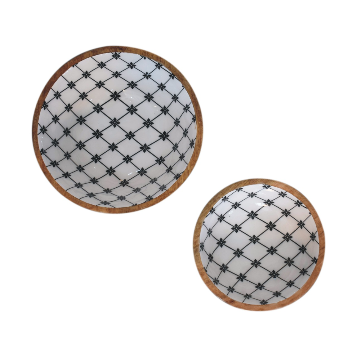 Artisan Furniture 2x Lacquered Flower Bowl Set, Oak-ish & Enamel coating