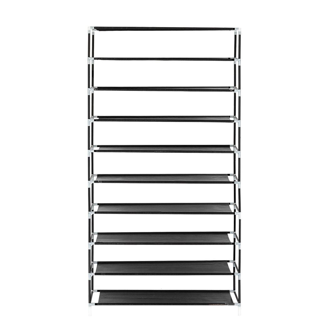 10 Tiers Shoe Rack with Dustproof Cover Closet Shoe Storage Cabinet Organizer Black