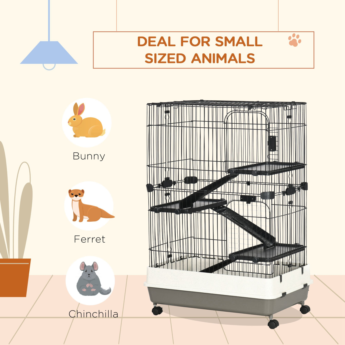3 Tier Small Animal Cage Pet Play House for Rabbits Ferret Chinchilla W/ Ramp