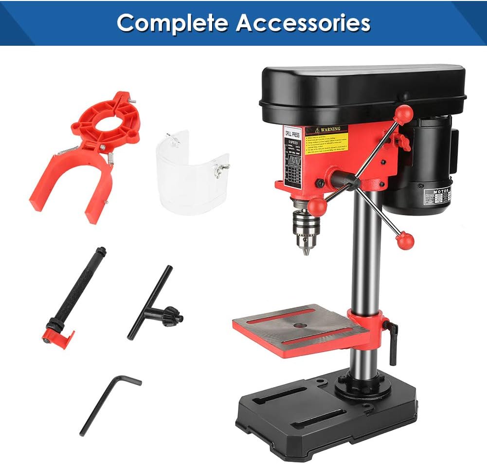 Mini Bench Drill Press 350W 5-Speed Pillar Drill with Cast Iron Base 220V