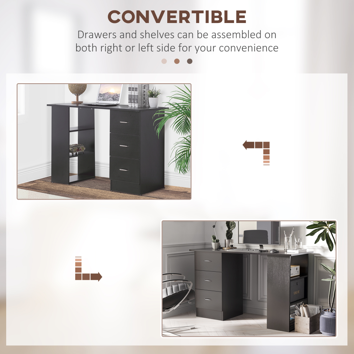 120cm Computer Desk PC Table Workstation w/ 3 Shelf & Drawers Black