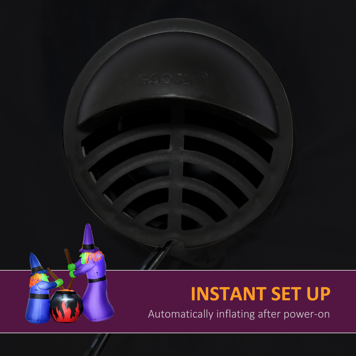 1.8m Inflatable Halloween Lawn Deco with LED Witches Around A Black Cauldron