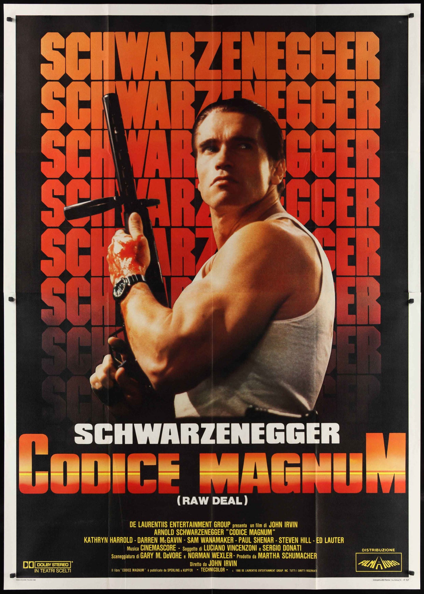 Raw Deal (1986) Original Italian Two Panel Movie Poster