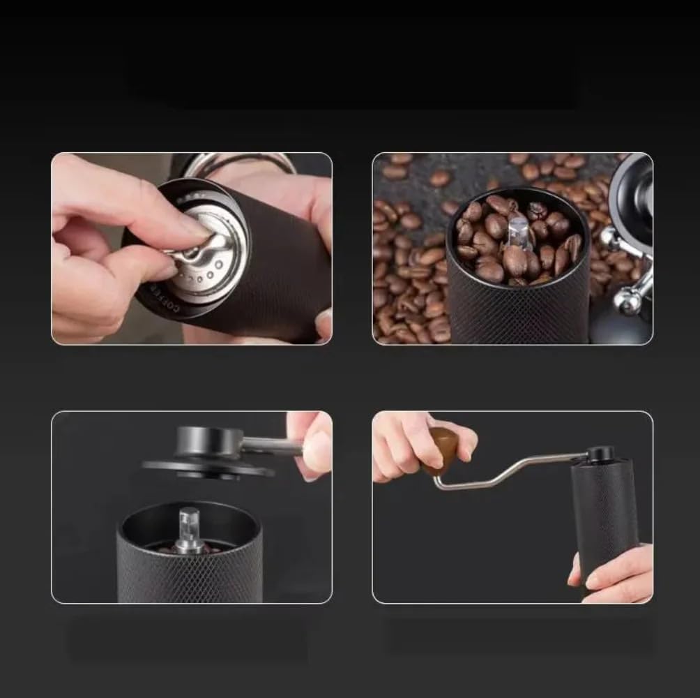 Manual Coffee Grinder Stainless Steel Burr Adjustable Hand Crank Portable Coffa