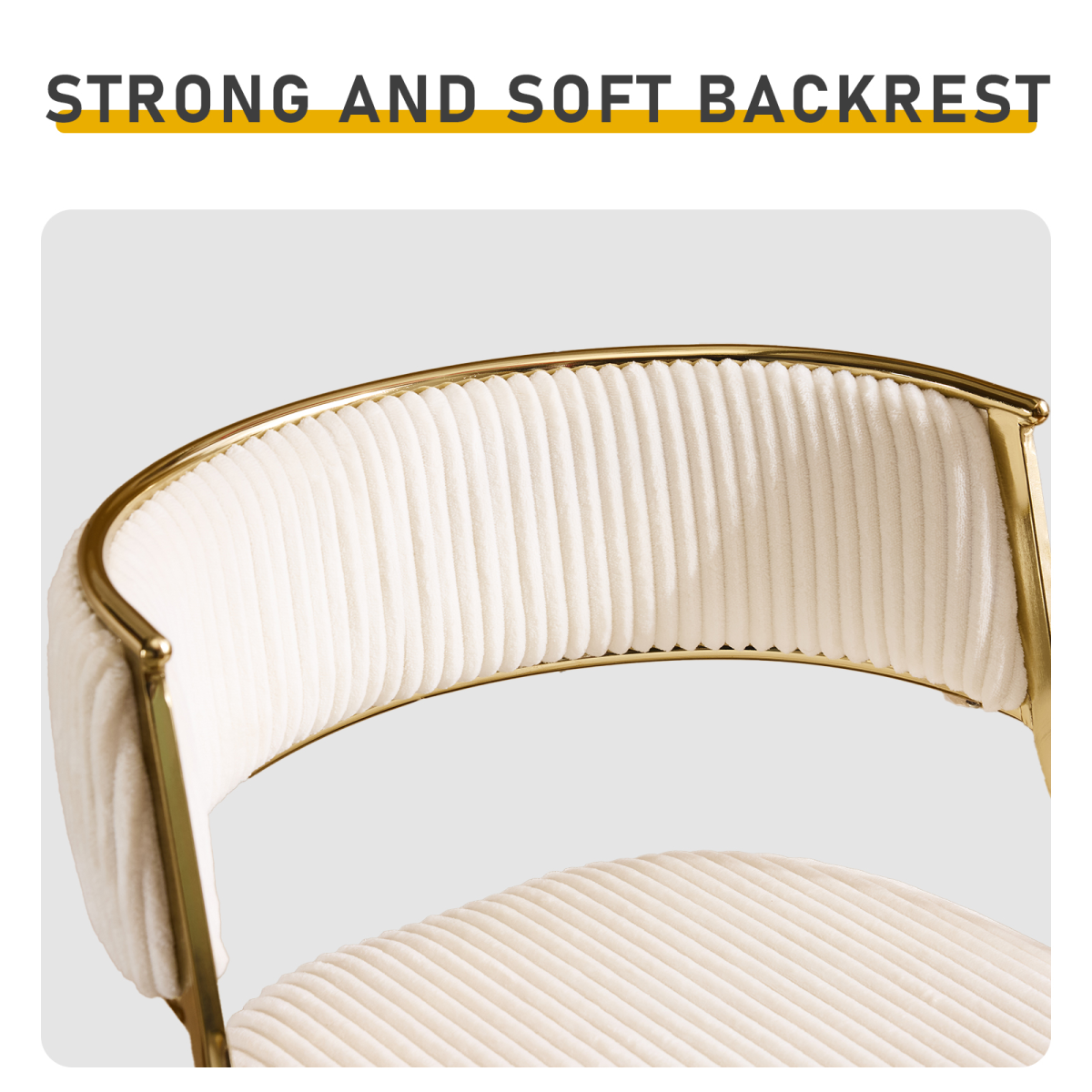 2pcs Thick Corduroy Gold-plated Iron Feet Bar Stool Beige